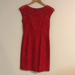 Red lace overlay Banana Republic dress